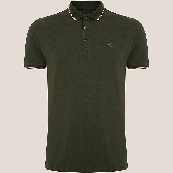 Camisa Polo Dudalina Frisos Degradê Ve26 Verde Masculino