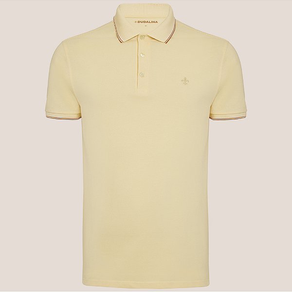Camisa Polo Dudalina Frisos Degradê Ve26 Amarelo Masculino