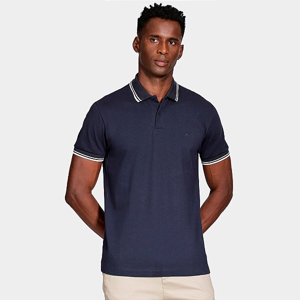 Camisa Polo Aramis 2 Frisos Ve26 Marinho Masculino