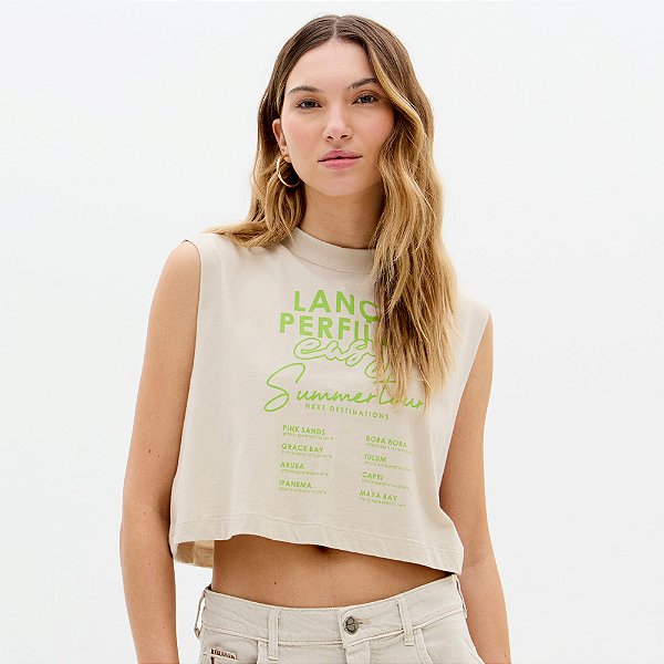 Camiseta Easy Lança Perfume Muscle Arte Ve26 Bege Feminino