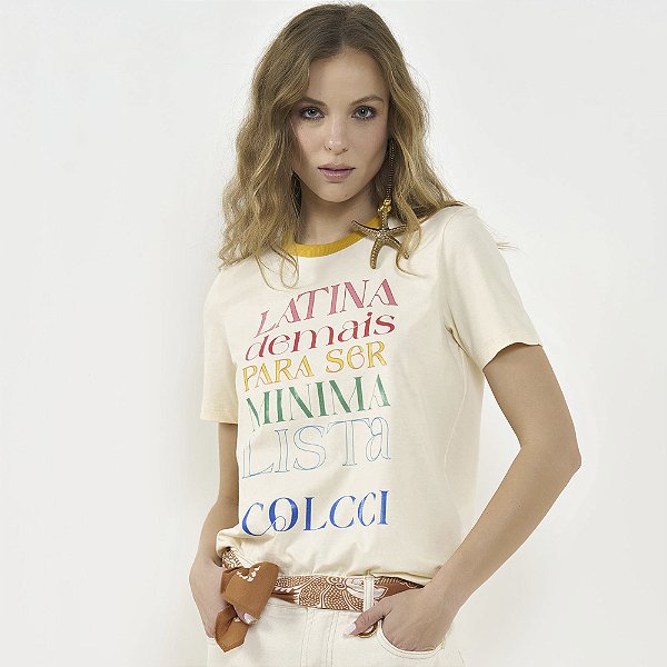 Camiseta Colcci Latina Av26 Bege Feminino