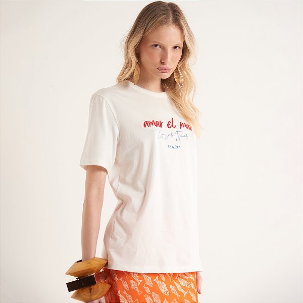 Camiseta Colcci Amar Av26 Off White Feminino