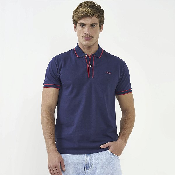 Camisa Polo Colcci Faixa Av26 Marinho Masculino