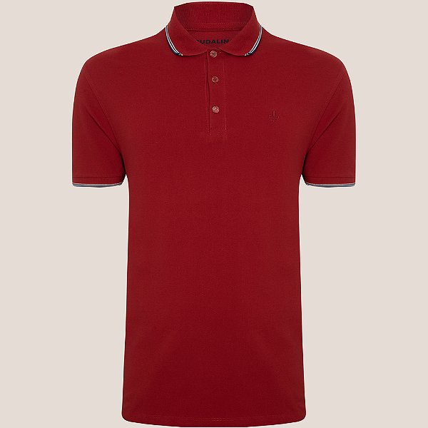 Camisa Polo Dudalina Frisos Degradê Ve26 Vermelho Masculino