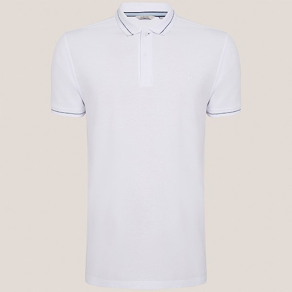 Camisa Polo Dudalina Jacquard Chevron Ve26 Branco Masculino