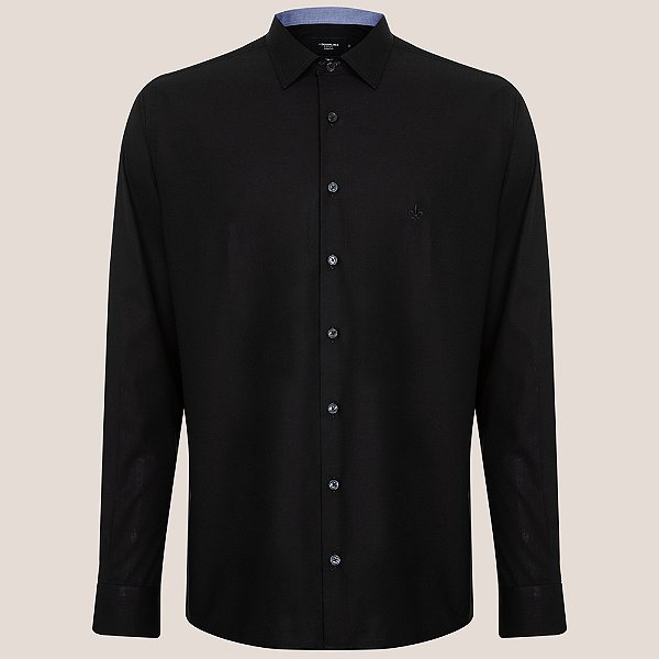 Camisa Dudalina Comfort Tricot Lisa Ve26 Preto Masculino
