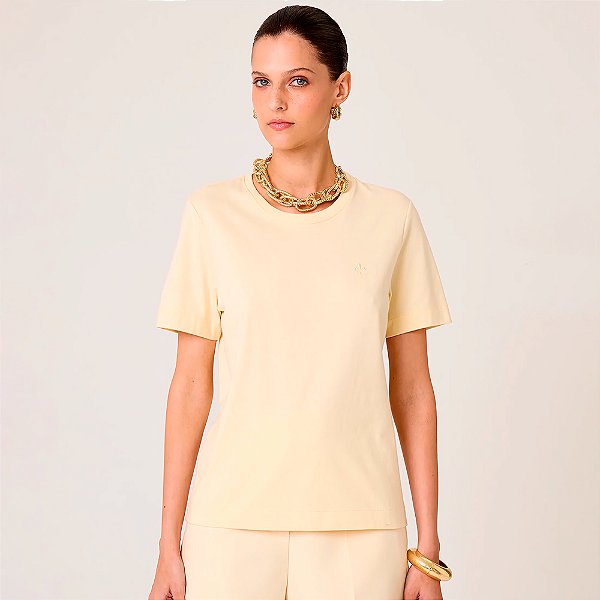 Blusa Dudalina Logo Relevo Ve26 Amarelo Feminino