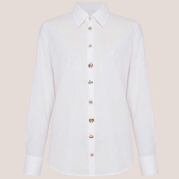 Camisa Dudalina Regular Maquinetada Ve26 Off White Feminino