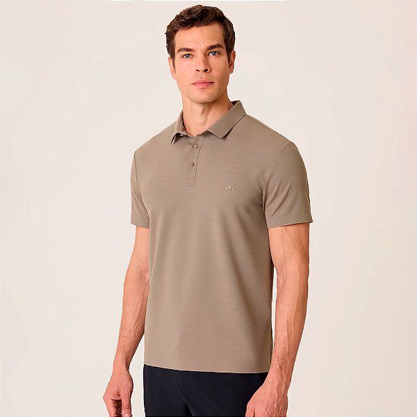 Camisa Polo Dudalina Malha Tech Texture Pr26 Bege Masculino