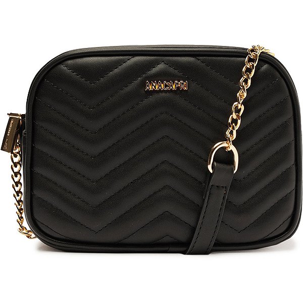 Bolsa Crossbody Anacapri Tiracolo Zig Zag Preta Feminino