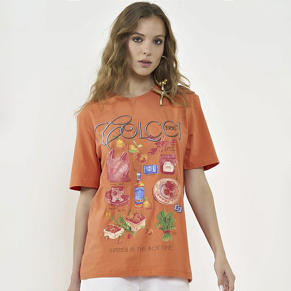 Camiseta Colcci Summer Ve26 Laranja Feminino