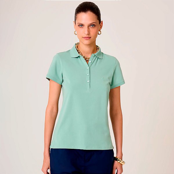 Camisa Polo Dudalina Pima Touch Ve26 Verde Feminino