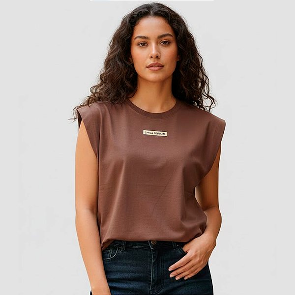 Camiseta Lança Perfume Sem Manga Ve26 Marrom Feminino