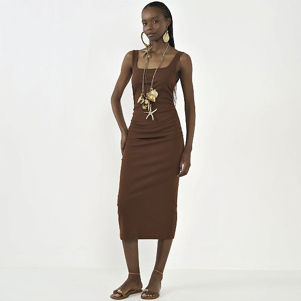 Vestido Colcci Canelado Ve26 Marrom Feminino
