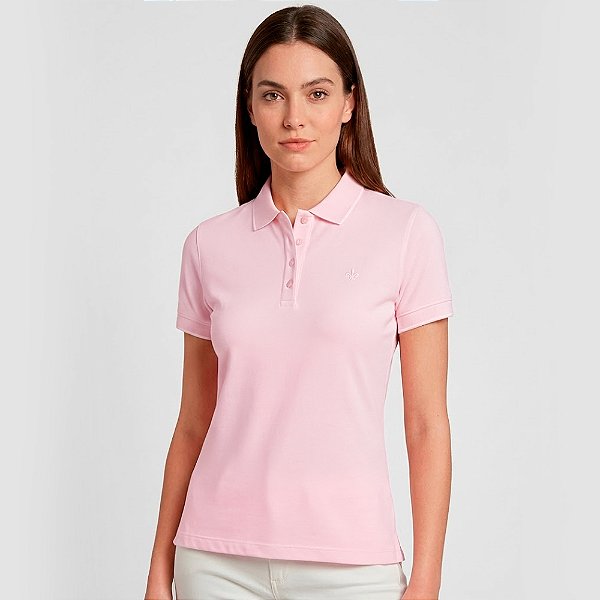 Camisa Polo Dudalina Isis Pr26 Rosa Claro Feminino