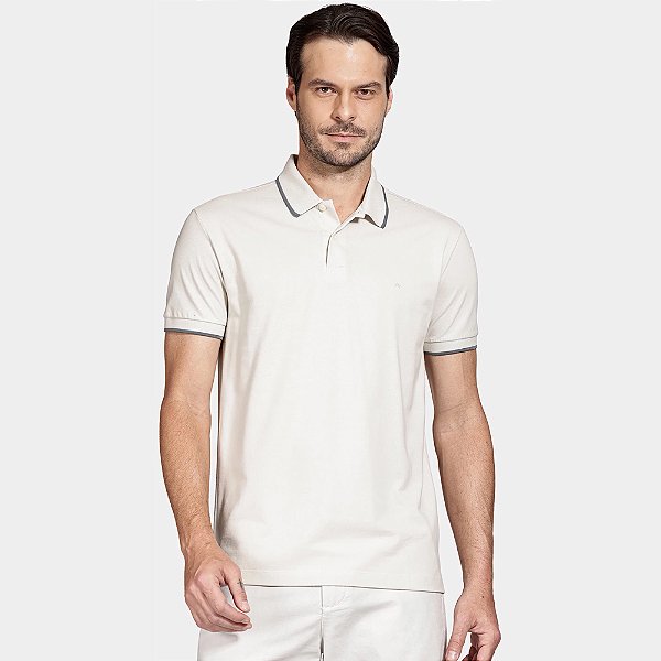 Camisa Polo Aramis Classic Friso Ve26b Bege Masculino
