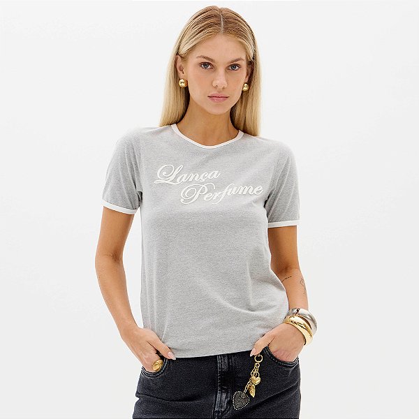 Camiseta Lança Perfume Manga Curta Name Ou26 Cinza Feminino