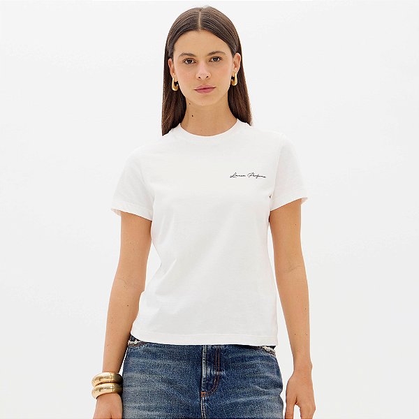 Camiseta Lança Perfume Babylook Name Ou26 Off White Feminino