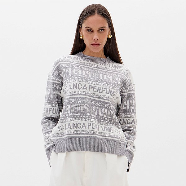 Blusa Lança Perfume Tricot Signature Ou26 Cinza Feminino