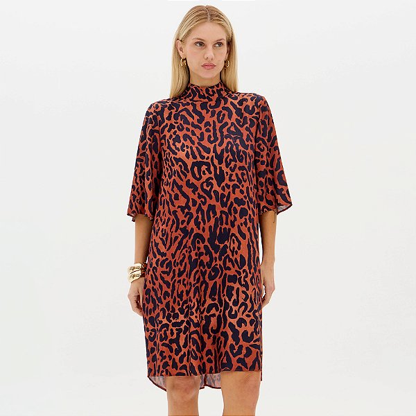 Vestido Curto Lança Perfume Estampado Ou26 Laranja Feminino