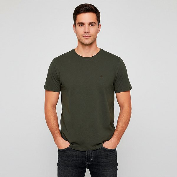 Camiseta Dudalina Basic Essentials Ou26 Verde Masculino