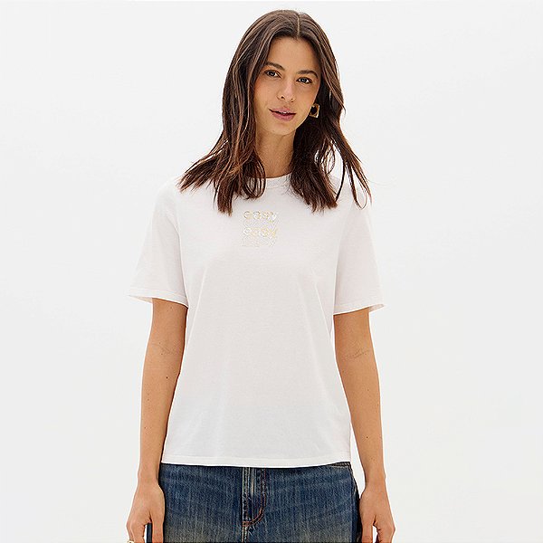 Camiseta Easy Lança Perfume Model Ou26 Off White Feminino