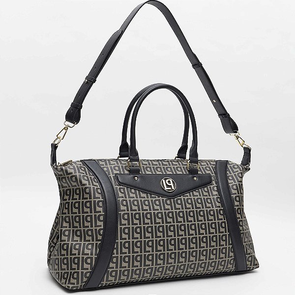 Mala Lança Perfume Monograma Enfeite Ou26 Preto Feminino