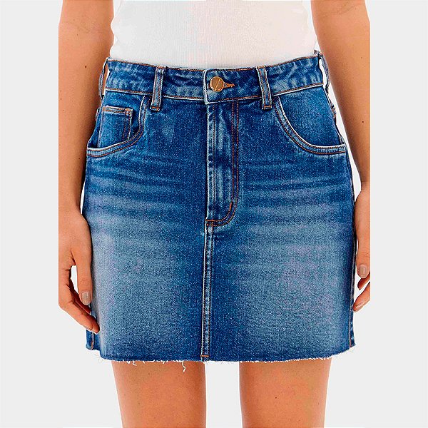 Saia Jeans Easy Lança Perfume Comfort Mid Ou26 Azul Feminino