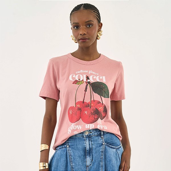 Camiseta Colcci Flavor Ou26 Rosa Feminino