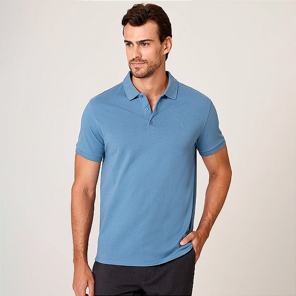 Camisa Polo Dudalina Essential Basic Ou26b Azul Masculino