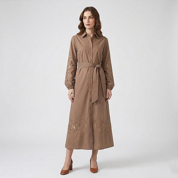 Vestido Chemise Dudalina Lucy Ou26 Marrom Feminino