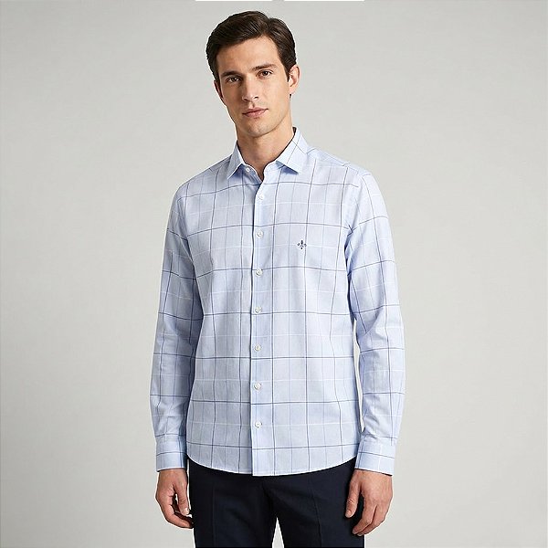 Camisa Dudalina Slim Oxford Maxxad Ou26 Azul Masculino