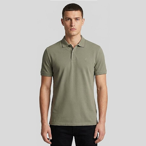 Camisa Polo Dudalina Gola Favo Frisos Ou26 Verde Masculino