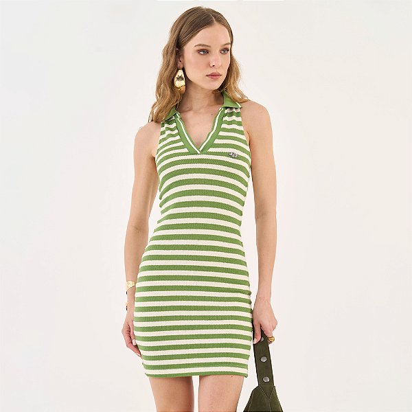 Vestido Curto Colcci Listrado Ou26 Verde Feminino