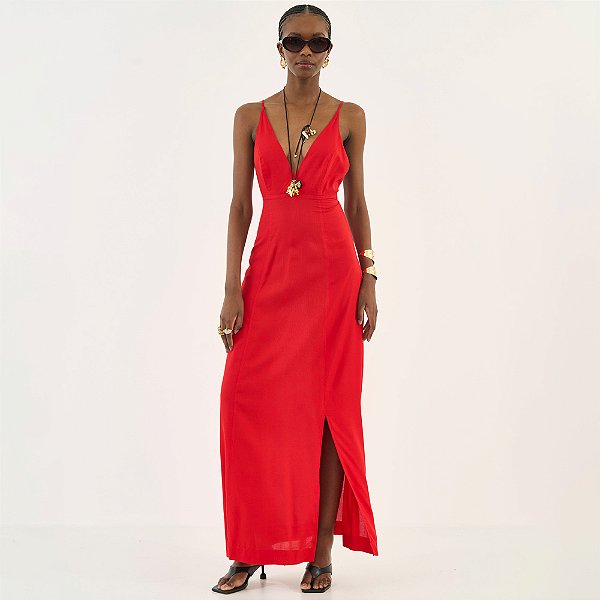 Vestido Super Mid Colcci Decote Ou26 Vermelho Feminino