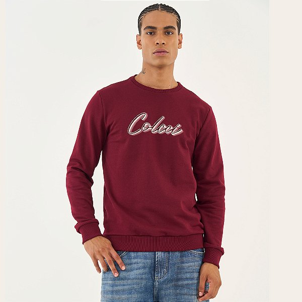 Moletom Colcci Letter Ou26 Bordô Masculino