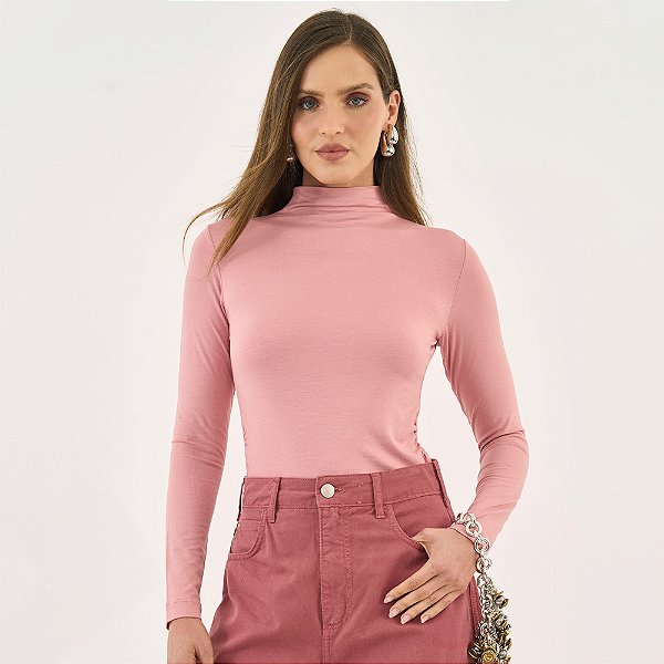 Blusa Colcci Slim Gola Alta Ou26 Rosa Feminino
