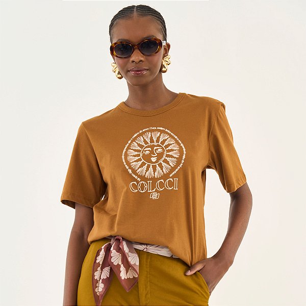 Camiseta Colcci Sun Ou26 Marrom Feminino