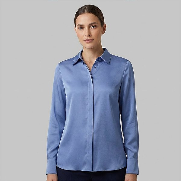 Camisa Dudalina Aline In26 Azul Feminino