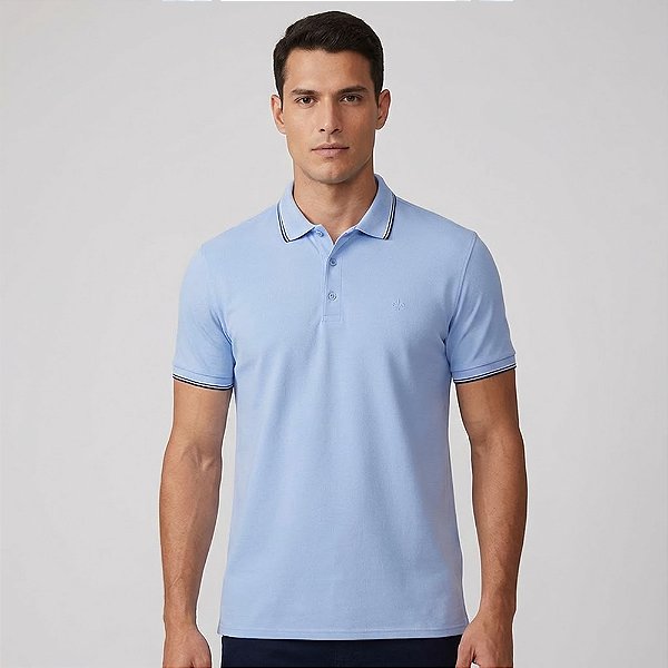 Camisa Polo Dudalina Frisos Degradê Ou26 Azul Masculino