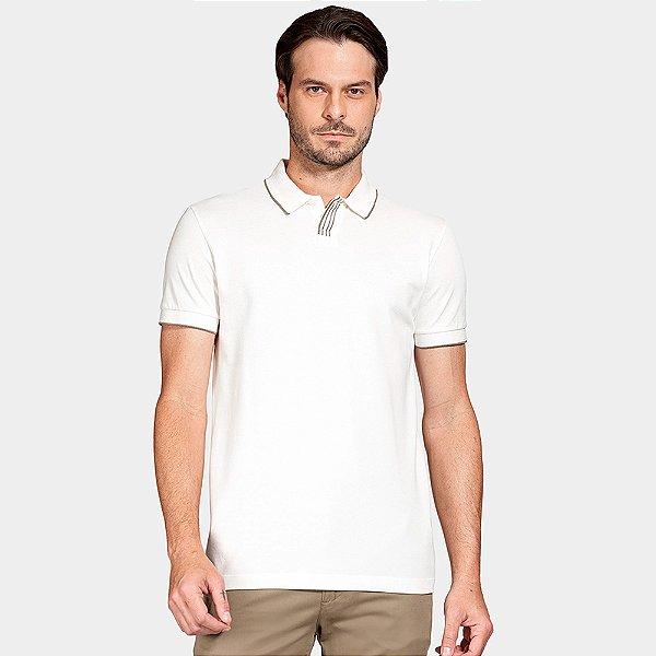 Camisa Polo Aramis Piquet Retilinea In26 Off White Masculino