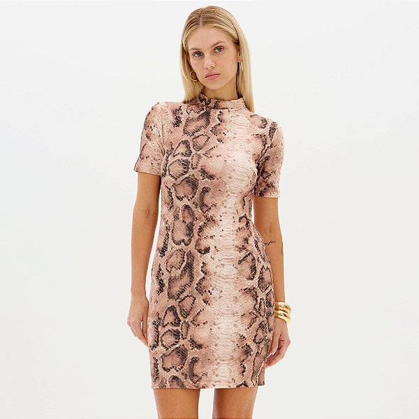 Vestido Canelado Lança Perfume Manga Ou26 Rosa Feminino