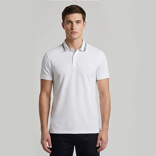 Camisa Polo Dudalina Gola Jacquard In26 Off White Masculino