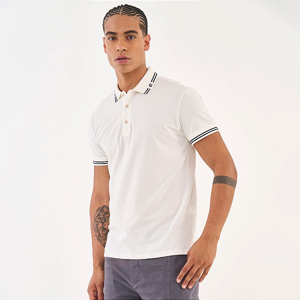 Camisa Polo Colcci Bordado Ou26 Off White Masculino