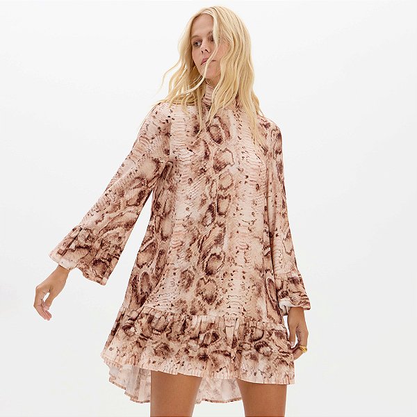 Vestido Curto Lança Perfume Estampado Ou26 Rosa Feminino