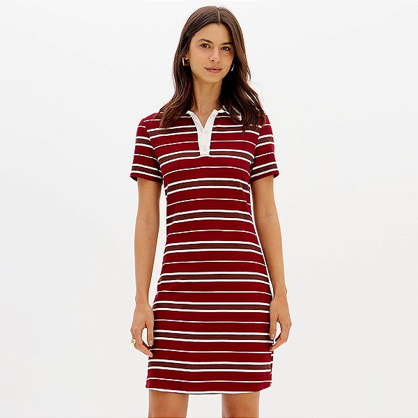 Vestido Easy Lança Perfume Gola Polo Ou26 Vermelho Feminino