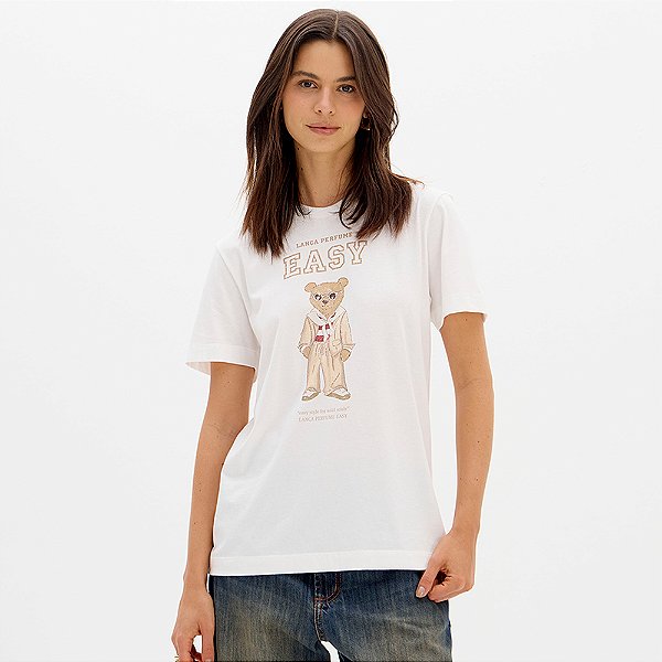 Camiseta Easy Lança Perfume Flocada Ou26 Off White Feminino