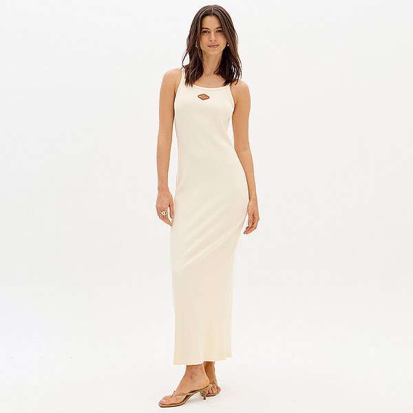 Vestido Super Mid Easy Lança Perfume Slv Ou26 Bege Feminino