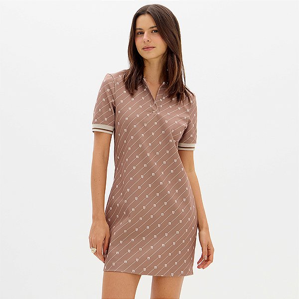 Vestido Easy Lança Perfume Gola Polo Ou26 Marrom Feminino