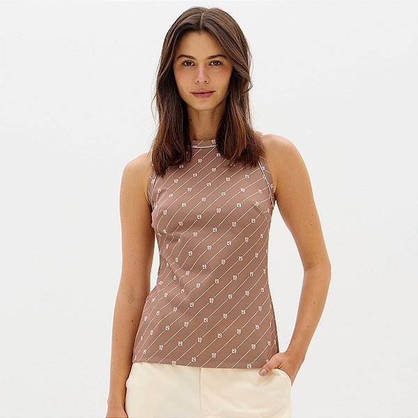 Blusa Easy Lança Perfume Sem Mangas Ou26 Marrom Feminino